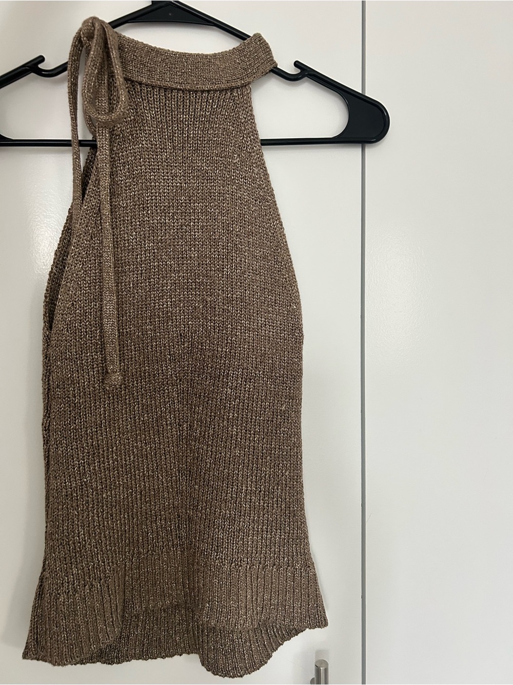 Zara Brown Gold Knit Halter Top